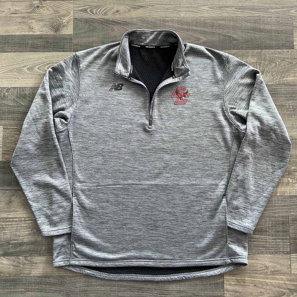 New Balance Boston College BC Eagles 1/4 Zip Jacket Men’s 2XL Grey Thermal Lined